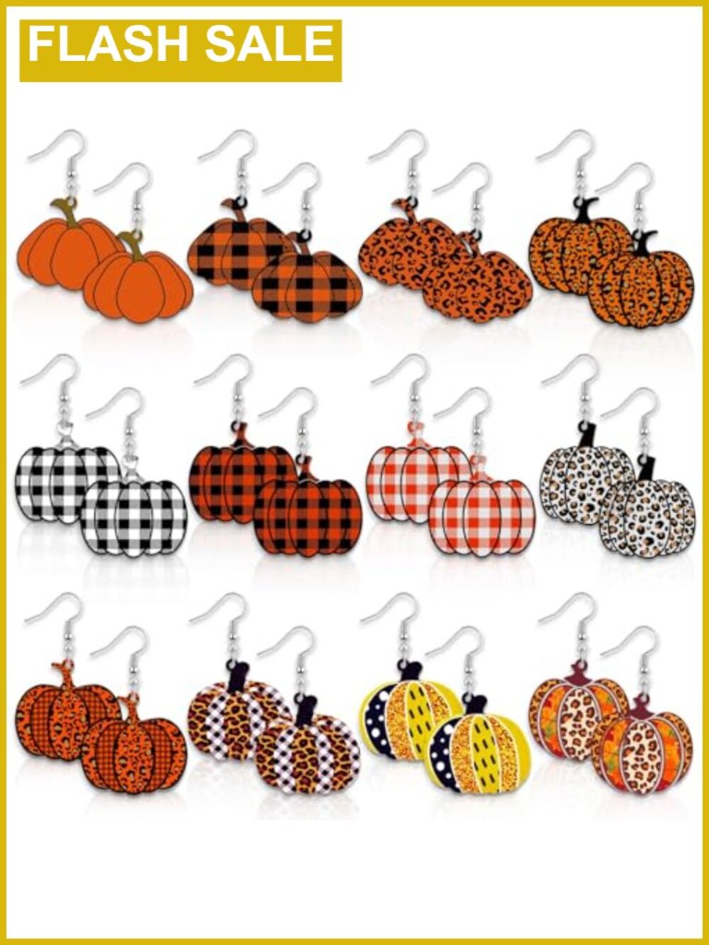 Fall Thanksgiving Drop Dangle Earrings Set Acrylic 12 Pairs Jewelry Gift